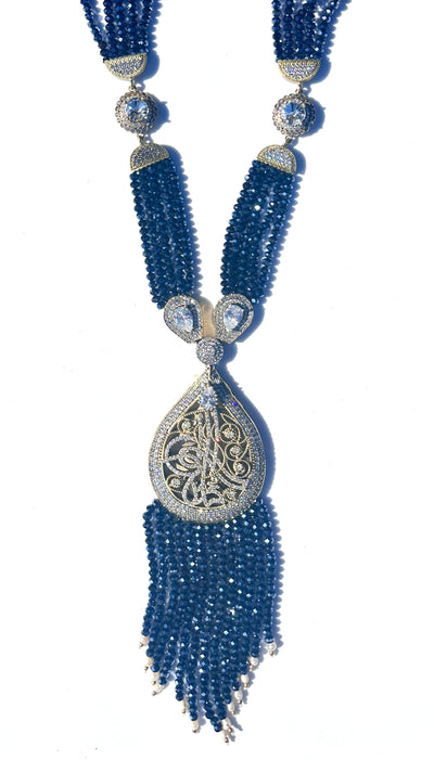 Long collier turc à pompons Tughra - Minuit