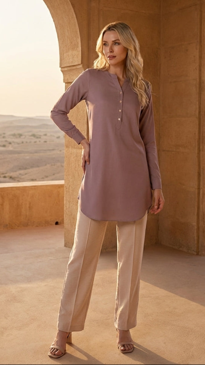 Modest Long Light Purple Everyday Popover Tunic | Islamic Clothing | Artizara ARTIZARA.COM Modest Long Light Purple Everyday Popover Tunic | Islamic Clothing | Artizara ARTIZARA.COM