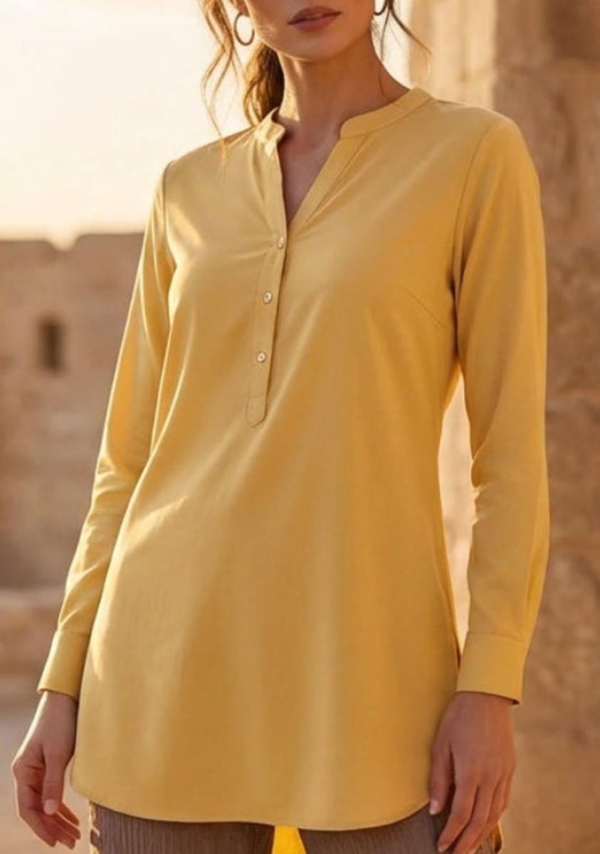 Tunique longue et modeste de tous les jours Parisa Mostly Cotton - Charbon - PRÉCOMMANDE (expédiée dans 2 semaines)