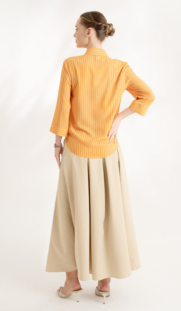 Parvin Pinstripe Button-down Shirt - Saffron