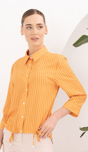 Parvin Pinstripe Button-down Shirt - Saffron