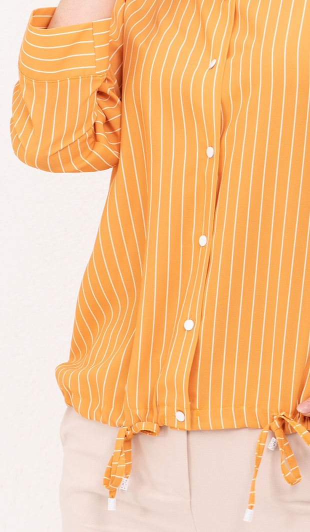 Parvin Pinstripe Button-down Shirt - Saffron