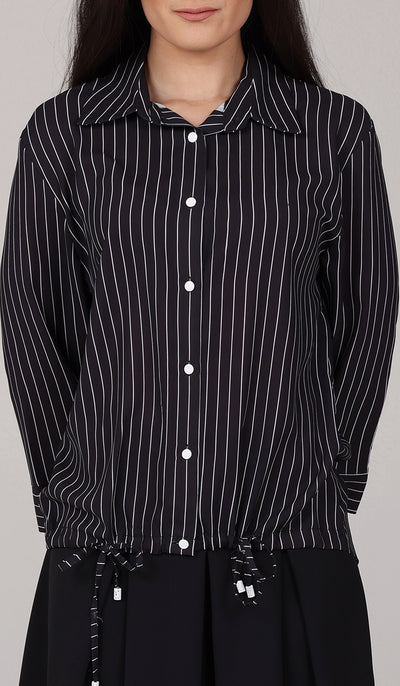 Parvin Pinstripe Button-down Shirt - Black