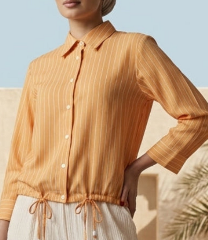 Chemise boutonnée à fines rayures Parvin - Safran