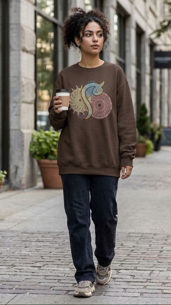 Pullover Sweatshirt with Arabic Initial - 'Mīm' (م)