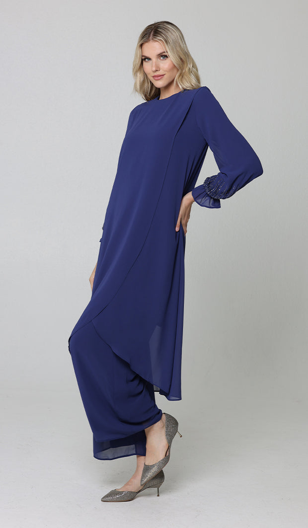 Safa Dressy Long Modest Midi Tunic - Blue