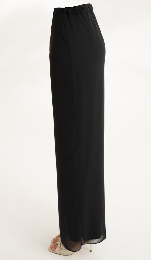 Safa Pantalon Palazzo Fluide Ample - Noir 