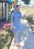 Tunique modeste longue formelle brodée Amina - Bleu poudre