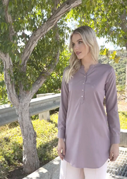 Parisa Long Mostly Cotton Everyday Tunic - Lilac