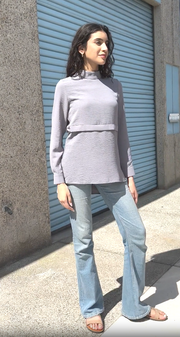 Valia Modest Essential Everyday Blouse - Pearl Gray
