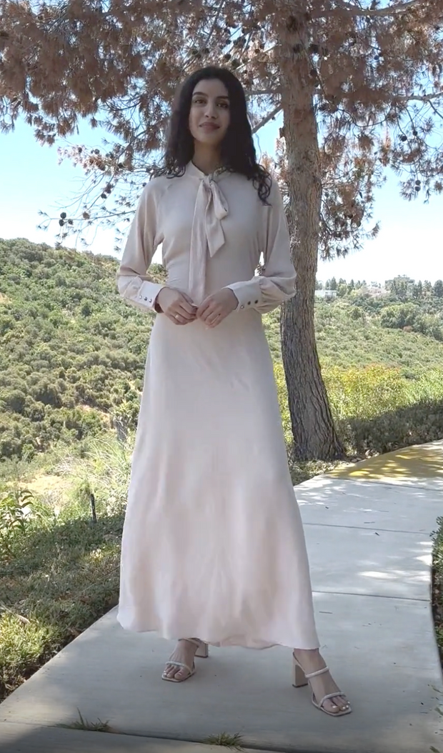 Robe longue longue modeste Ayza - Crème