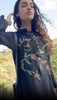 Uzma Chiffon Embroidered Long Modest Tunic - Black - PREORDER (ships in 2 weeks)
