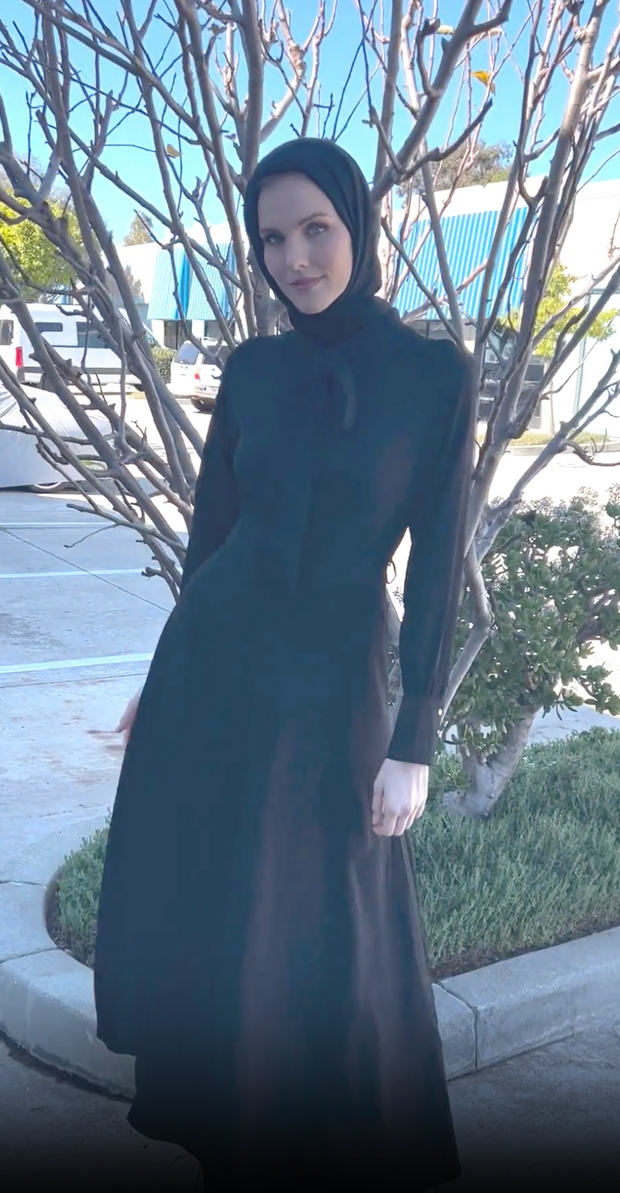 Ayza Modest Long Maxi Dress - Black - FINAL SALE
