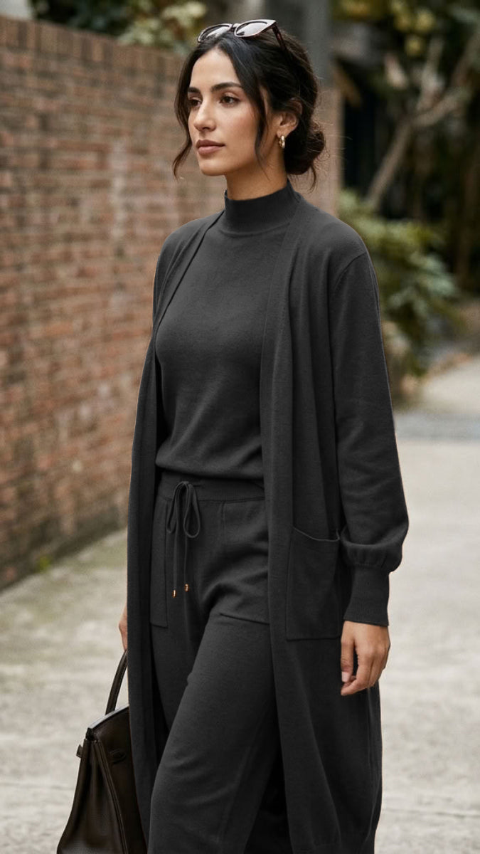 Serene Stretch Knit Top - Black