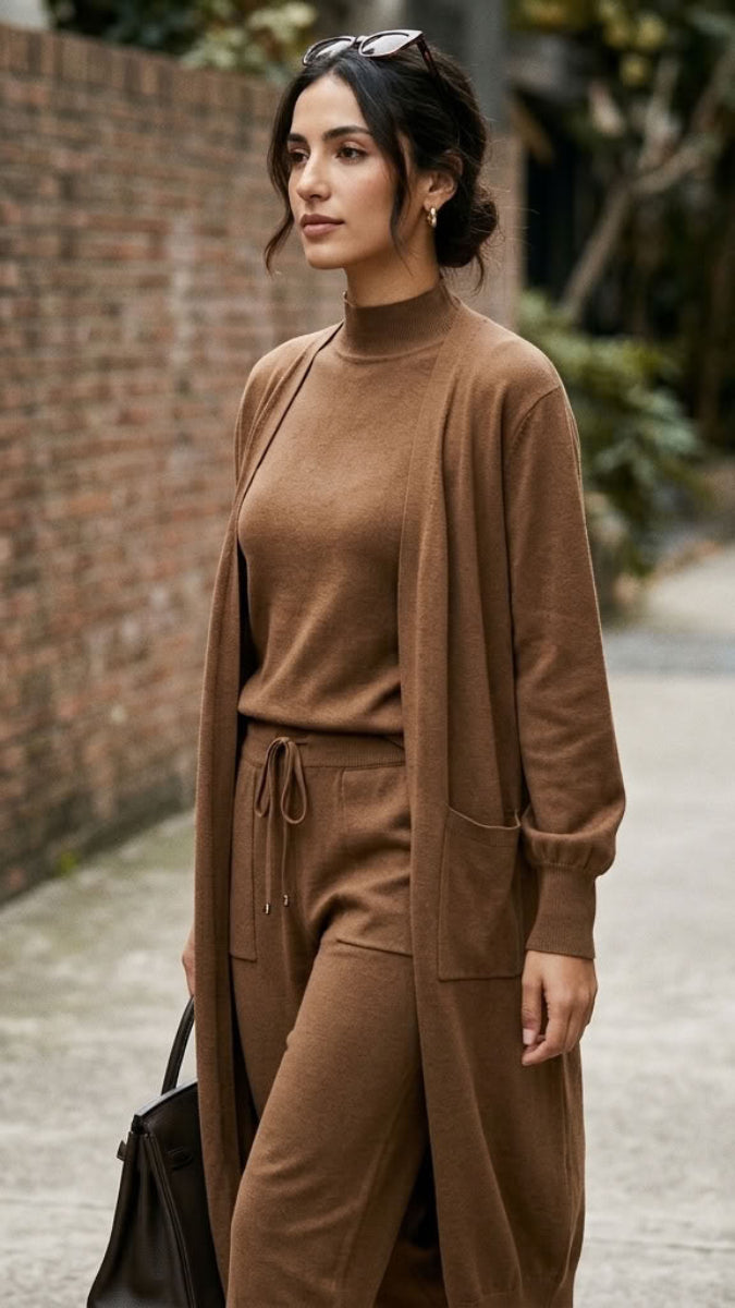 Serene Stretch Knit Top - Coffee