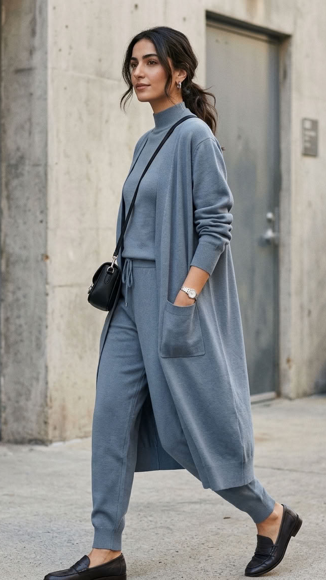 Serene Stretch Knit Top - Powder Blue