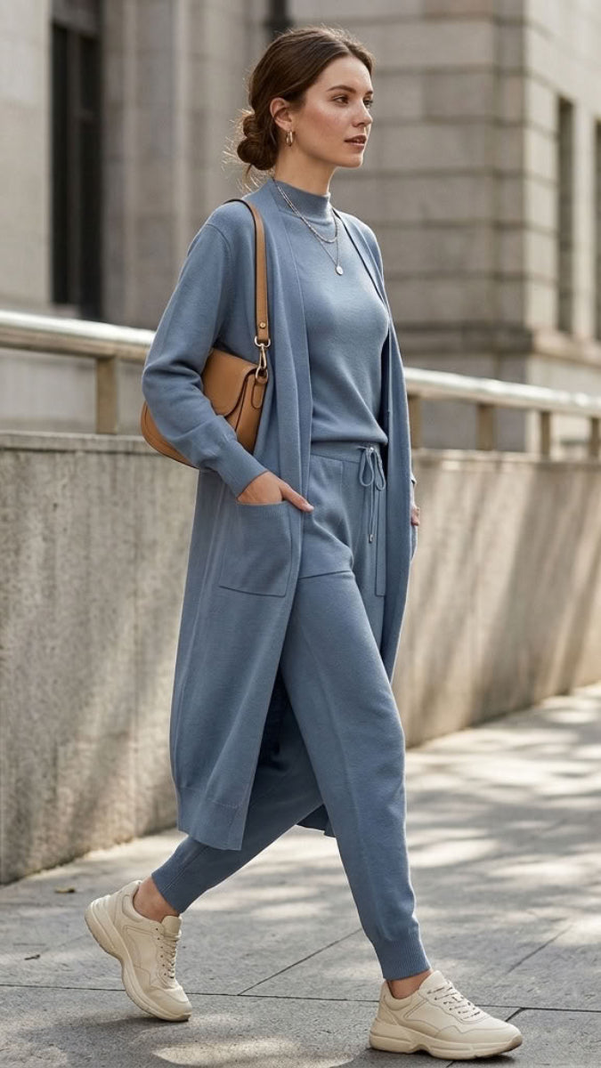 Serene Stretch Knit Top - Powder Blue