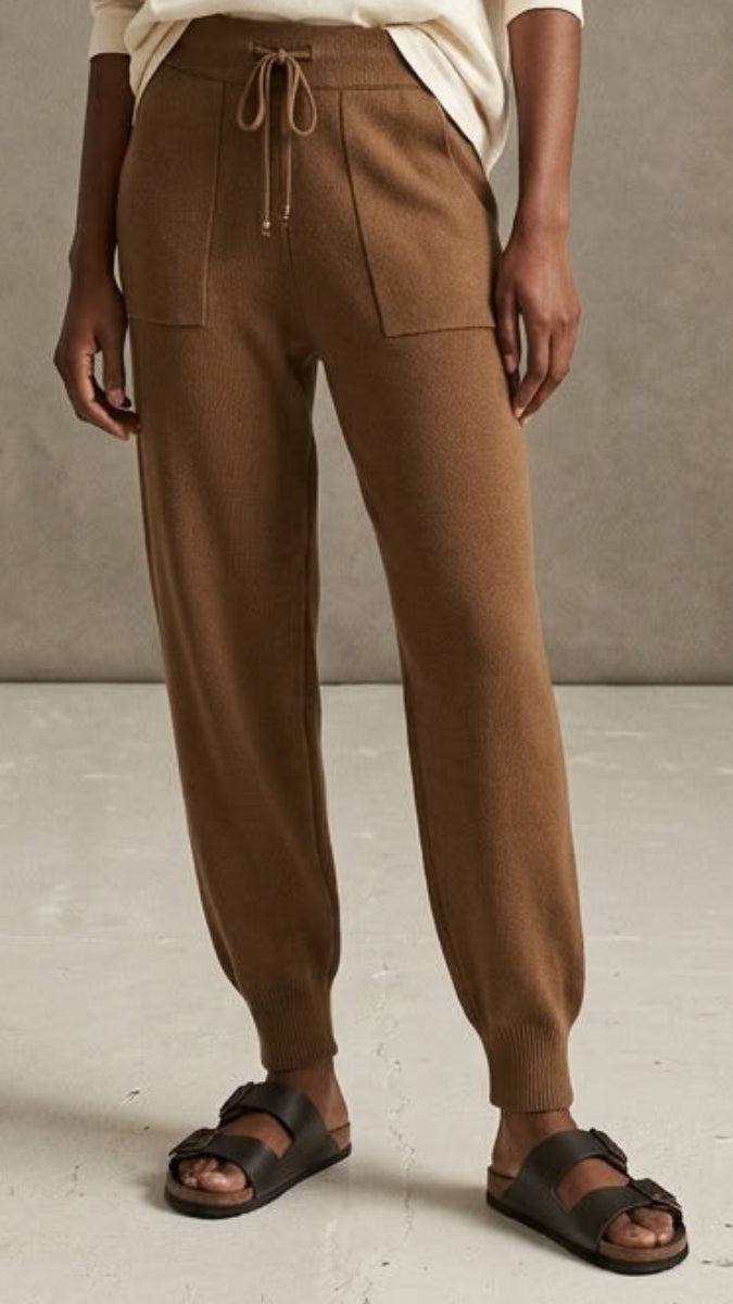 Serene Stretch Knit Jogger Pants - Coffee