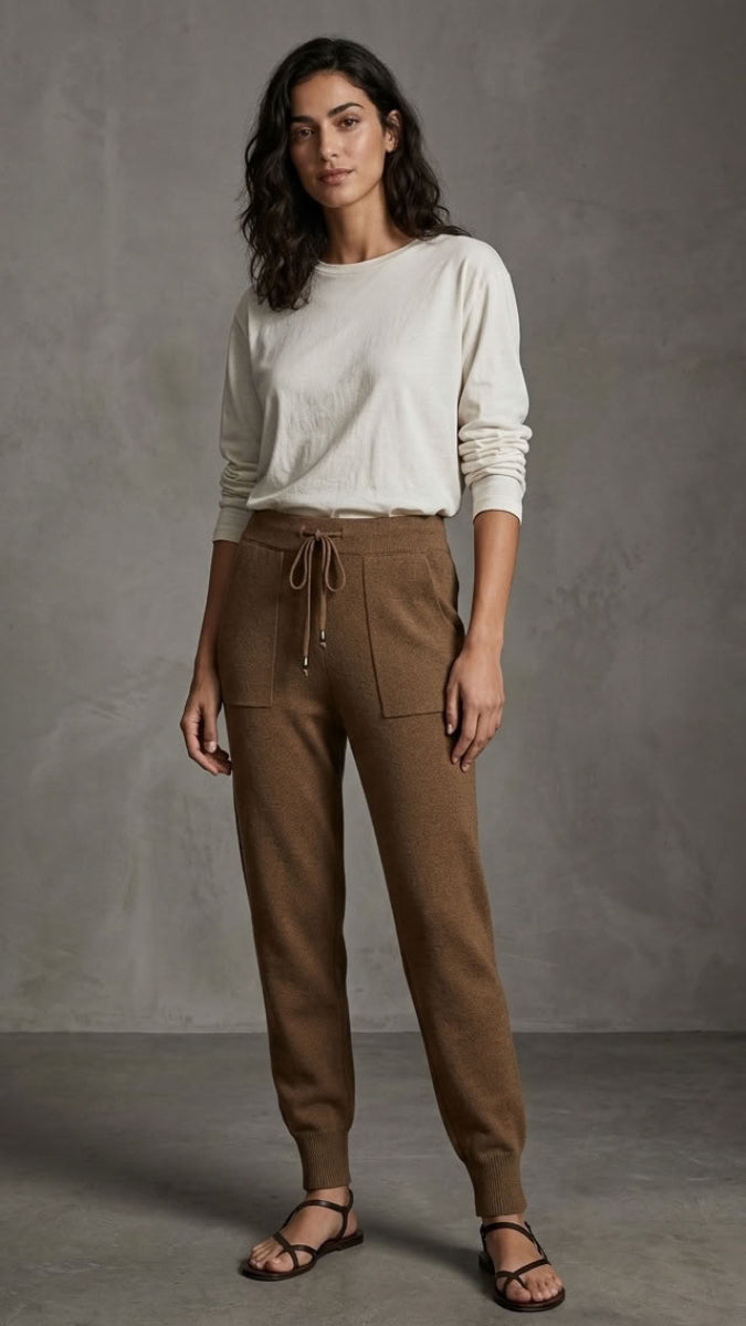 Serene Stretch Knit Jogger Pants - Coffee