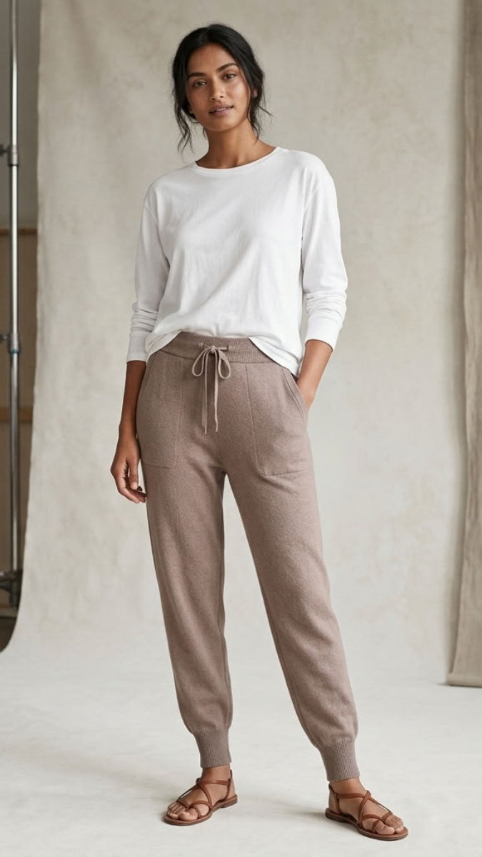 Serene Stretch Knit Jogger Pants - Mocha