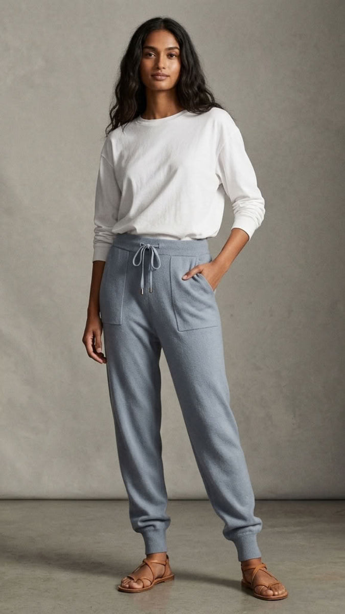 Serene Stretch Knit Jogger Pants - Powder Blue