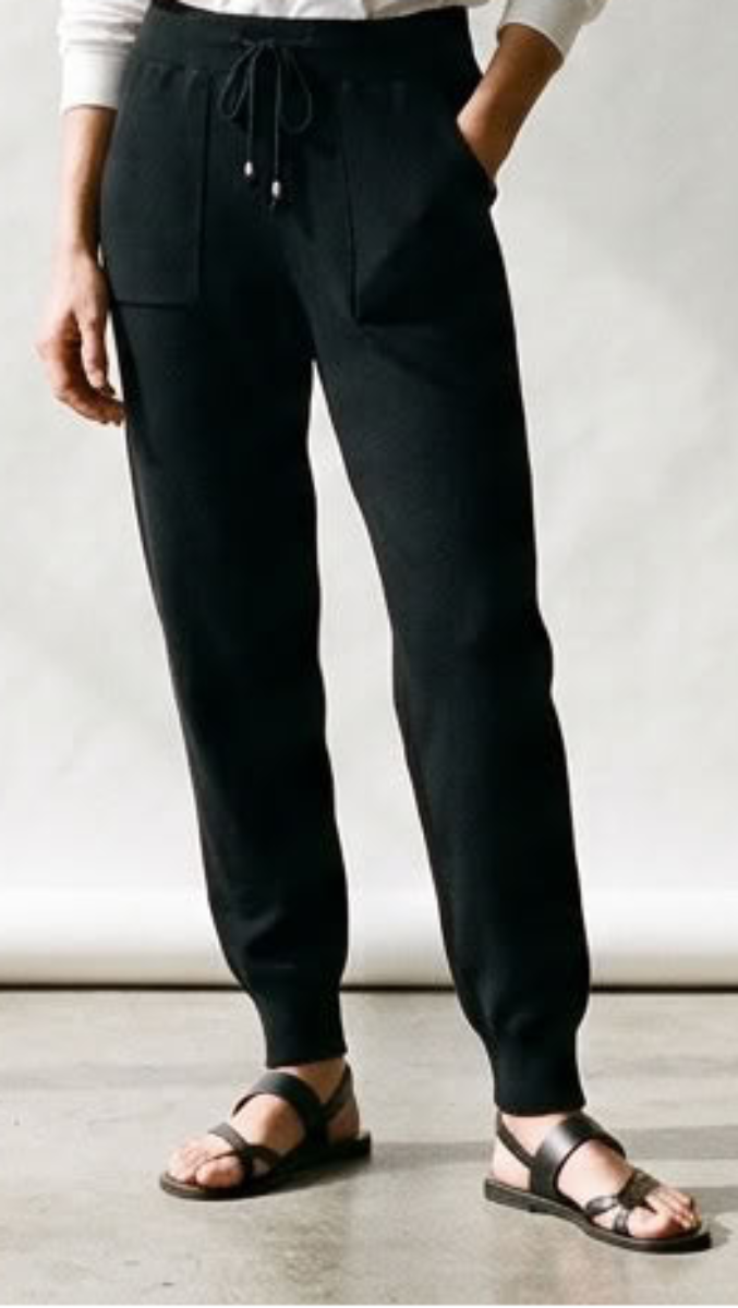 Serene Stretch Knit Jogger Pants - Black