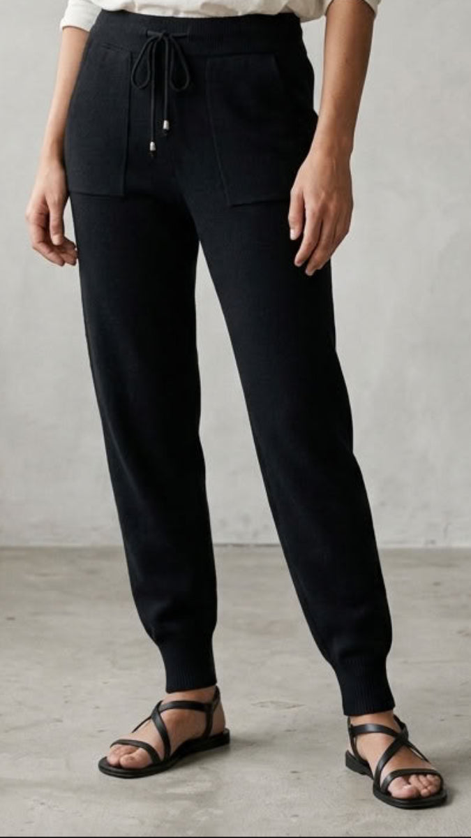 Serene Stretch Knit Jogger Pants - Black