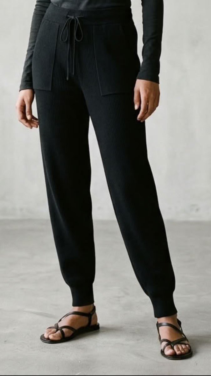 Serene Stretch Knit Jogger Pants - Black