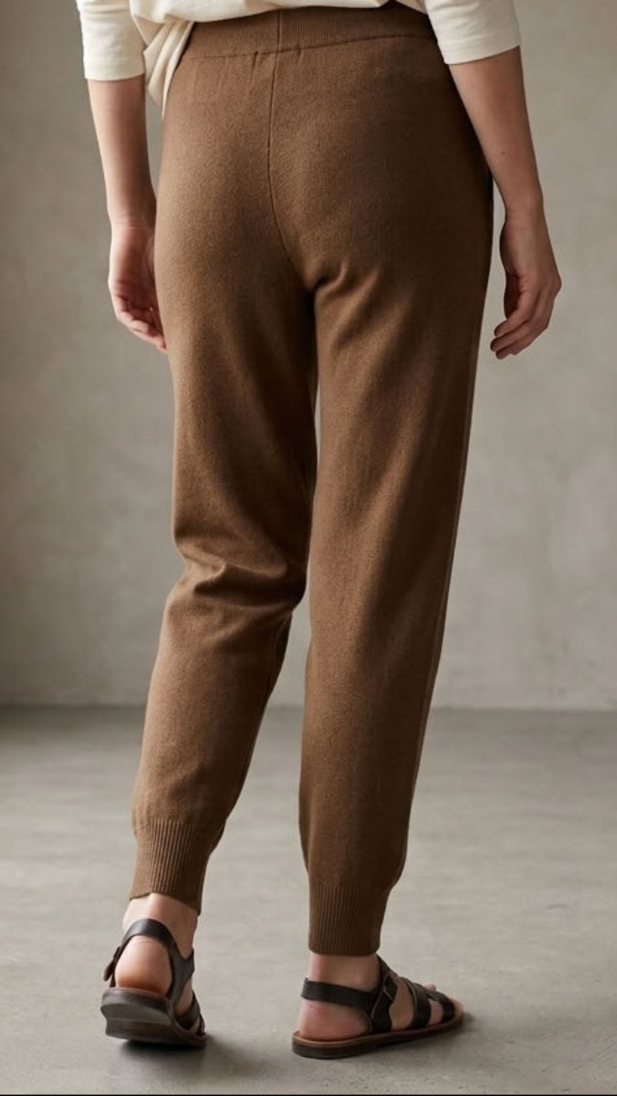 Serene Stretch Knit Jogger Pants - Coffee