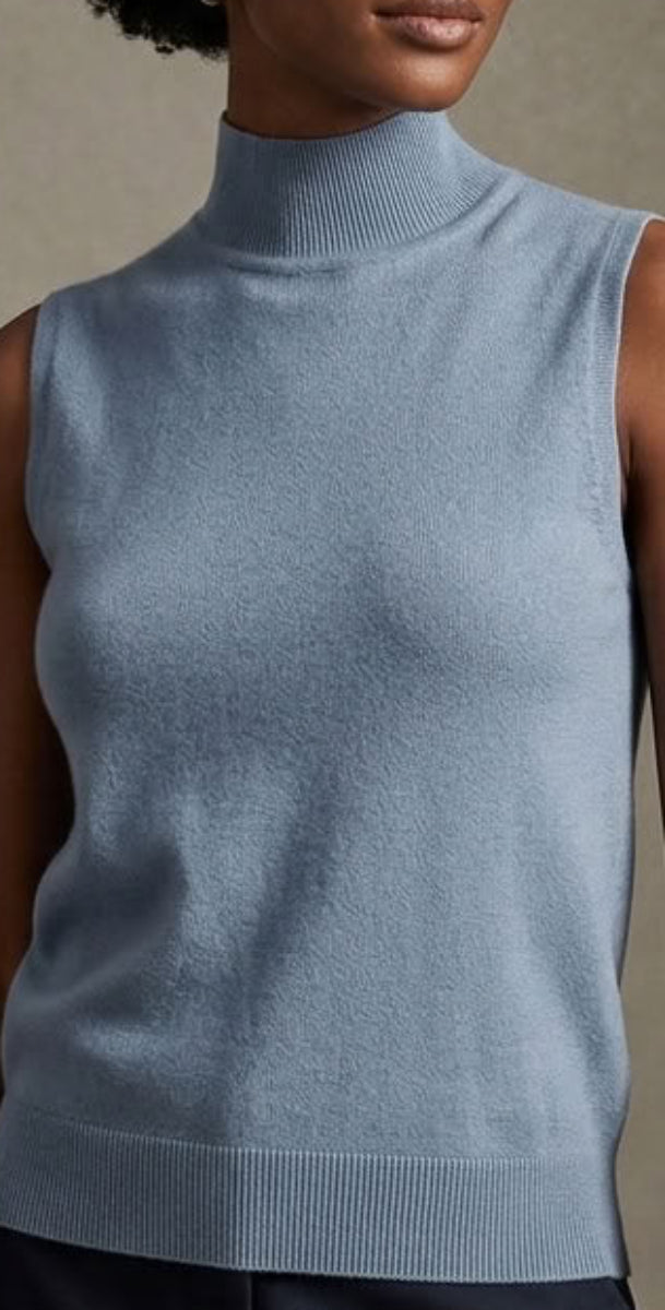 Serene Stretch Knit Top - Powder Blue