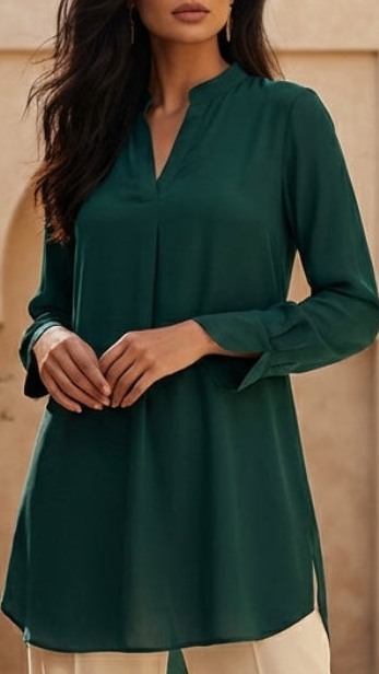Shaina Cotton Feel Modest Top - Emerald
