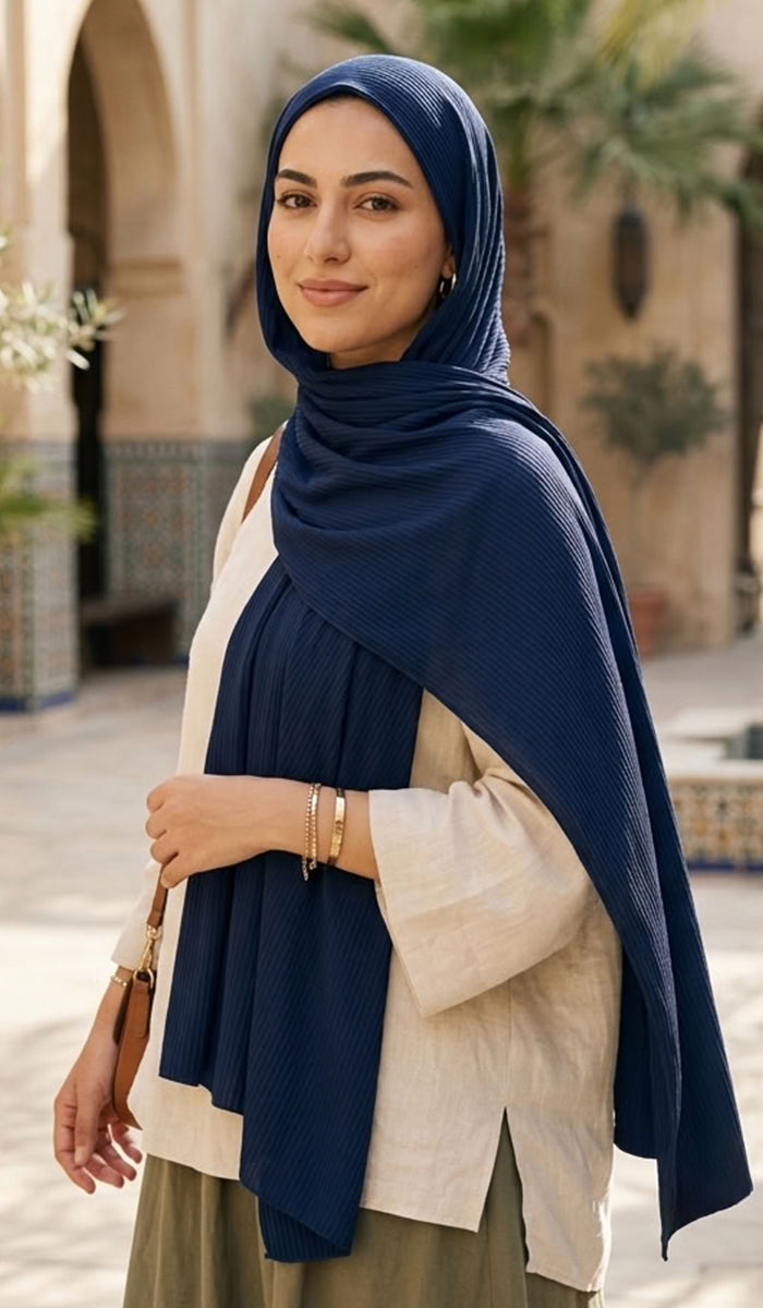 Shea Everyday Essential Bamboo Stretch Hijab - Navy