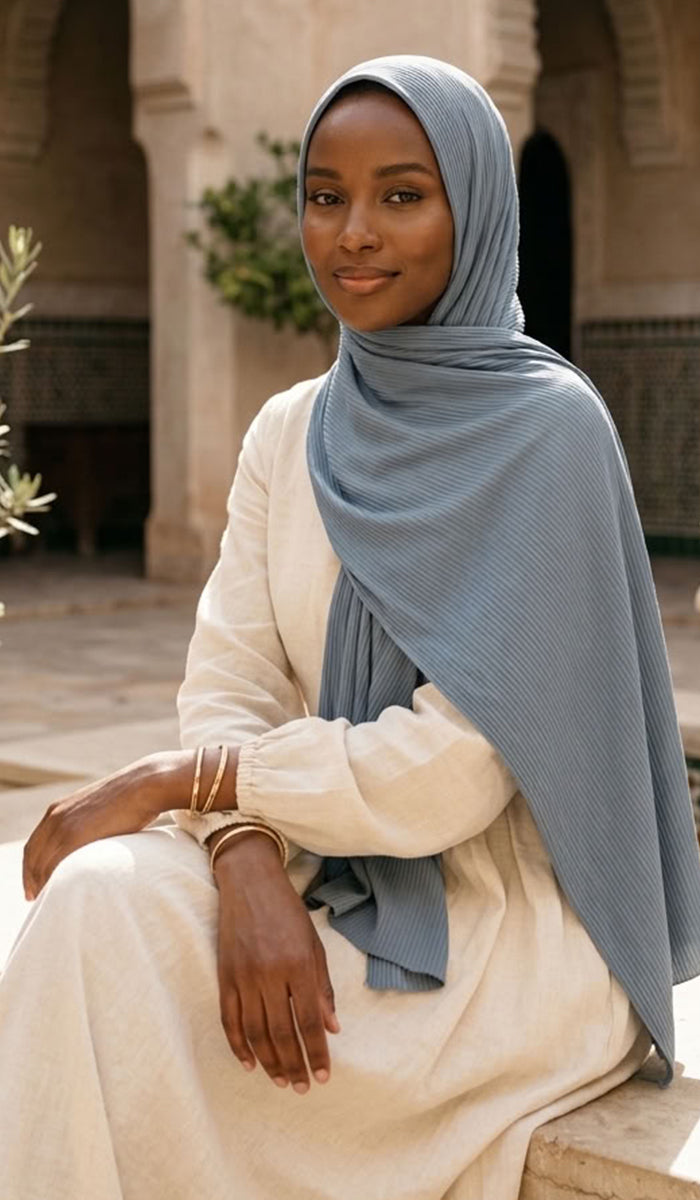 Shea Everyday Essential Bamboo Stretch Hijab - Steel Blue