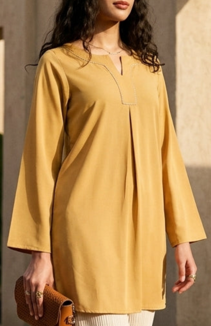 Silva Mostly Cotton Long Modest Tunic - Saffron - PREORDER (ships in 2 weeks)