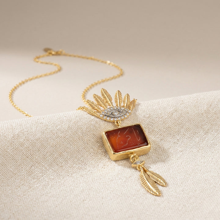 Sterling Silver Hand Engraved Aqeeq 99 Names Necklace