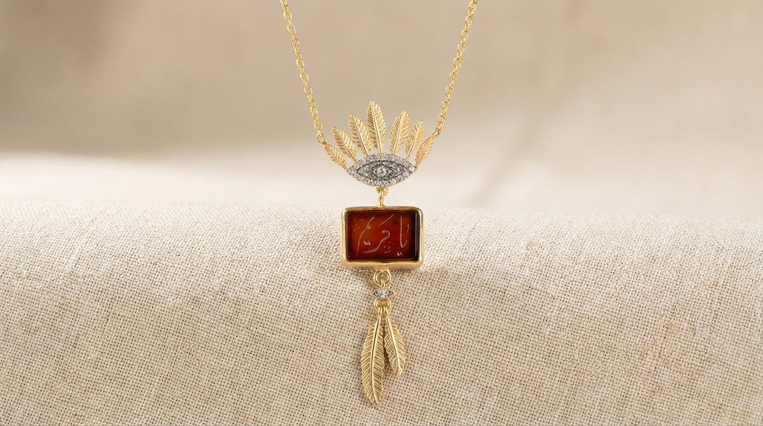 Sterling Silver Hand Engraved Aqeeq 99 Names Necklace