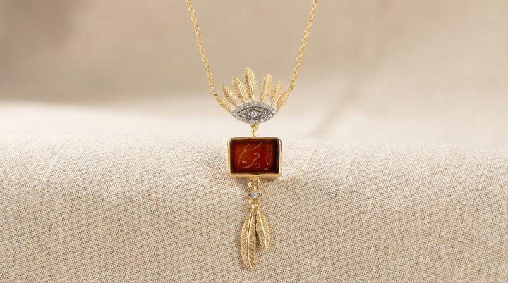 Sterling Silver Hand Engraved Aqeeq 99 Names Necklace