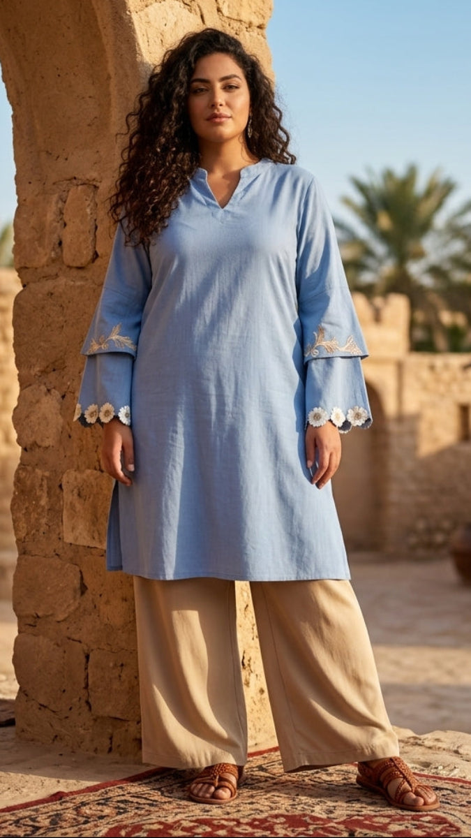 Tunique longue et modeste de tous les jours Parisa Mostly Cotton - Charbon - PRÉCOMMANDE (expédiée dans 2 semaines)
