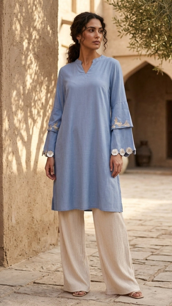 Tunique longue et modeste de tous les jours Parisa Mostly Cotton - Charbon - PRÉCOMMANDE (expédiée dans 2 semaines)