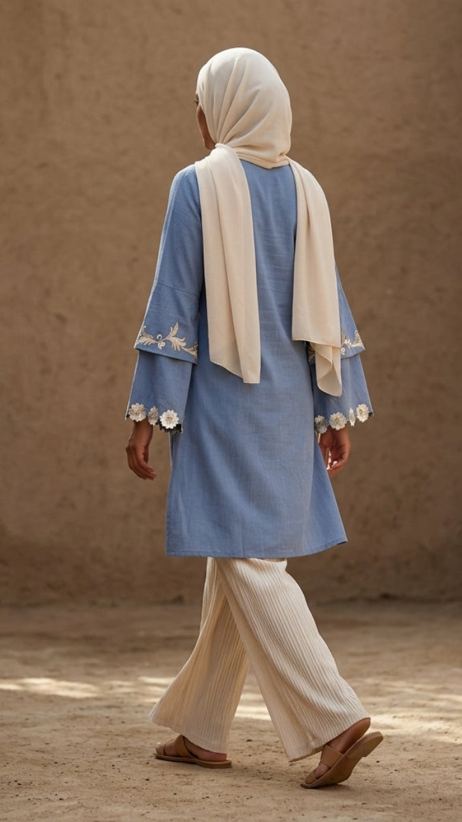 Tunique longue et modeste de tous les jours Parisa Mostly Cotton - Charbon - PRÉCOMMANDE (expédiée dans 2 semaines)