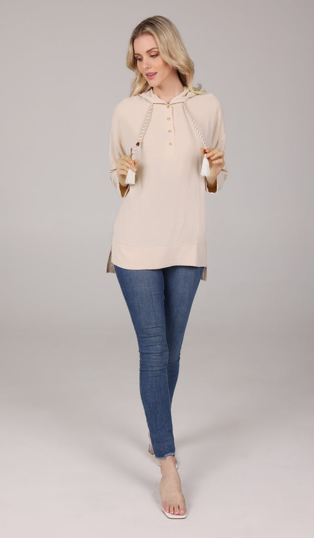 Tina Hoodie Shirt - Cream