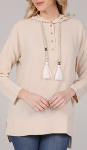 Tina Hoodie Shirt - Cream