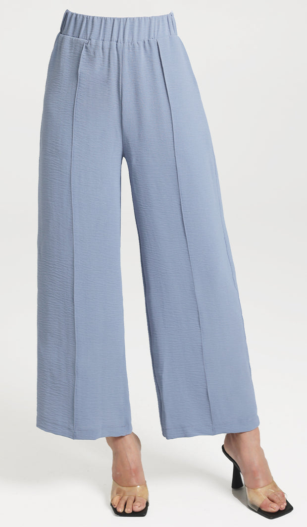 Pantalon ample extensible à jambe large Tina - Bleu