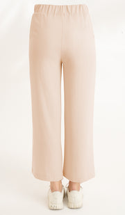 Pantalon ample extensible à jambe large Tina - Crème 