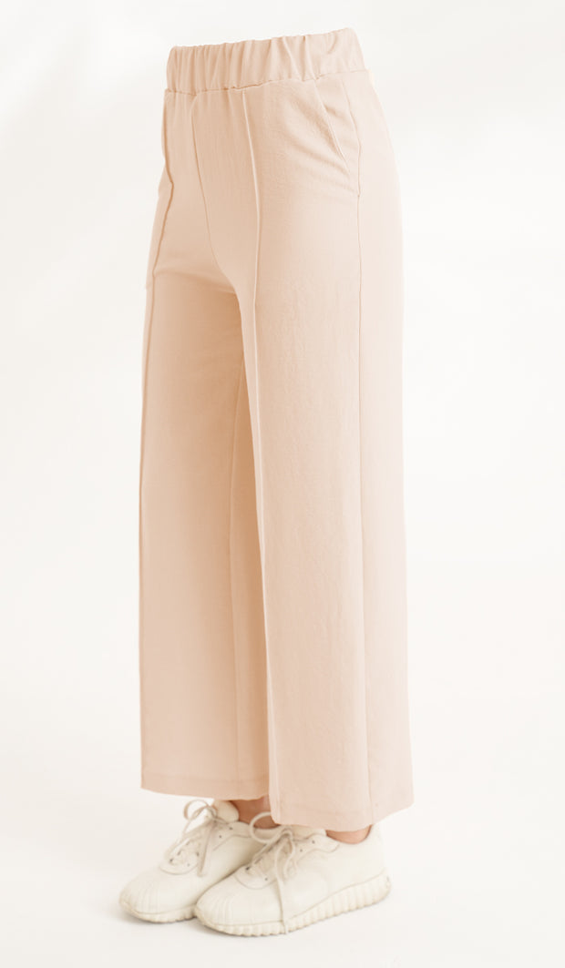 Tina Loose Stretch Wide Leg Pants - Cream