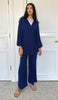 Ula Light Long Comfy Wrap Shirt Jacket - Lapis Blue - Final Sale