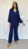 Ula Light Long Comfy Wrap Shirt Jacket - Lapis Blue - Final Sale