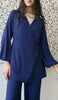 Ula Light Long Comfy Wrap Shirt Jacket - Lapis Blue