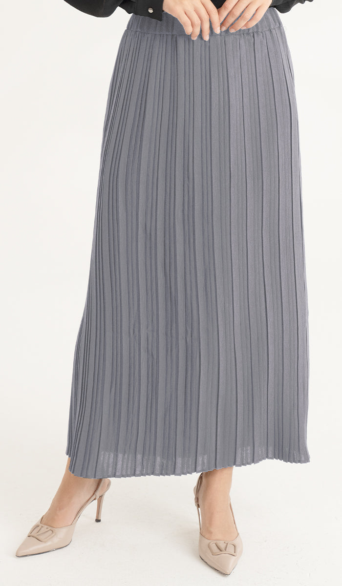 【PORTERNA】Grace Long Skirt Women Long Gray Pleated Skirt 4193 – XiaoLizi