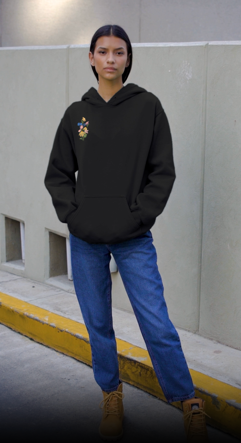 Wild Blooms Cotton Rich Fleece Hoodie with Arabic Calligraphy - Salam